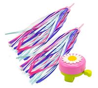 Sonnette de vélo pour enfant avec 1 paire de glands pour décoration de vélo d'enfant, sonnette de vélo, accessoires de vélo pour enfants, pompon, guidon de trottinette pour enfant, streamer poignées