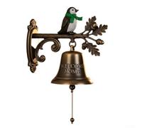 Sonnette décorative en métal avec message « Welcome Home » gravé et figurines de vacances fantaisistes y compris renne, bonhomme de neige, Père Noël et pingouin (pingouin D)