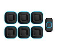 WOTZOV Sonnette d'entrée sans Fil, Sonnette de Porte Murale étanche sans Fil, 6 récepteurs, 1 Bouton Poussoir, Volume à 4 Niveaux, portée de 300 m, 38 carillons, Flash LED, blan,Noir