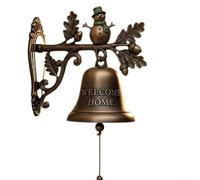 Sonnette en fonte avec gravure « Welcome Home » et motifs de personnages de vacances pour l'intérieur et l'extérieur (bonhomme de neige B)