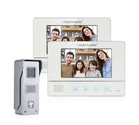 Sonnette Interphone Video avec 7" LCD Moniteur, Caméra de Surveillance Extérieur Imperméable avec Vision Nocturne IR, Interphone Filaire Sonnette Intelligente, Déverrouillage, Fonction Monitoring