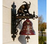 Sonnette Krampus en bronze vieilli, horloge murale sculptée en résine 3D, objet décoratif festif texturé vintage as shown