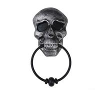 Sonnette lumineuse en forme de tête de mort pour Halloween, heurtoir de porte squelette décoration pour maisons hantées et fêtes à thème, ajoute un effet étrange pour les visiteurs 1 pièce (argent)