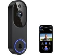 Sonnette M52 Caméra de sécurité extérieur/intérieur, HD 1080 avec vision nocturne, 4 lumières infrarouges, vue large 120°, notification de détection de mouvement, fonctionne avec smartphone, sans fil