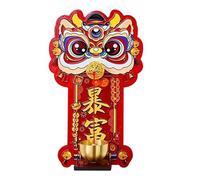 Sonnette magnétique pour porte - Lion du Nouvel An chinois en bois | Cloche d'ouverture de porte, pour extérieur, intérieur, entrée principale, magasin, maison, bureau, garage, chambre, salle de