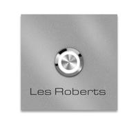 Sonnette Metzler avec Gravure + Bouton Poussoir | RAL 9007 Aluminium Gris | 7 x 7 cm | Stella