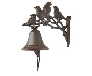 Sonnette rustique - Horloge murale décorative en fonte solide avec motif d'oiseau vintage finition charmante, esthétique intemporelle | Sonnette de porte mélodique pour porte d'entrée, p