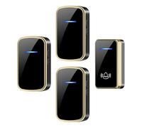Sonnette sans Fil 3 récepteurs, kit de Porte avec lumière LED, portée de 300 m/1 000 pi, Sonnette étanche IP68, 60 carillons et Volume à 5 Niveaux, récepteur enfichable pour la mai