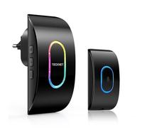 Sonnette sans Fil 400M, TECKNET Sonnette Étanche IP65, 60 Mélodies 5 Niveaux Volumes, 3 Modes de Fonctionnement Carillon Electronique pour Maison, Bureau, Hôtel (Noir-RVB)