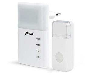 Sonnette Sans Fil Alecto Adb-19 - Sonnette Sans Fil avec Lumière Clignotante - Étanche Ip44 - Portée 30M - 36 Mélodies - Blanc