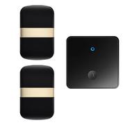 Sonnette sans fil auto-alimentée - Kit sans fil étanche IP68 avec 2 récepteurs, 60 carillons, 5 niveaux de volume (0-120 dB), lumière LED pour la maison et la salle de classe - Noir