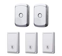 Sonnette sans Fil Auto-génératrice - 2 émetteurs, 3 récepteurs étanche 200M, 36 tonalités, 4 volumes, lumière Clignotante, Or Argent(Silver)