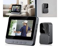 Sonnette sans Fil avec Camera 1080P 90DB Visiophone sans Fil avec écran IPS De 4.3 Interphone Video sans Fil Pouces,Portier Vidéo pour Une Famille,Platine De Rue, Sonnette De Camera Angle De : 70°