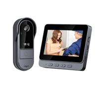 Sonnette sans Fil avec Caméra 1080P Étanche, Visiophone Vidéo Extérieur avec Écran 4.3" Double Audio & Enregistrement, Interphone Vidéo sans WiFi/Appli, Vision Nocturne, Portier Vidéo,Carte mémoire 3
