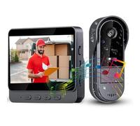 Sonnette Sans Fil avec Caméra 1080P IP65 Étanche - Écran Ips de 4,3" - Sonnette Sans Fil Avec Caméra HD 170° - Visiophone IP69 Audio Bidirectionnel étanche Interphone Vision Nocturne Infrarouge
