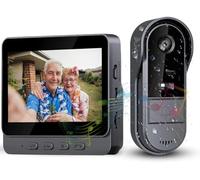 Sonnette Sans Fil avec Caméra 1080P IP65 Étanche - Écran Ips de 4,3" - Visiophone Sans Fil Avec Caméra HD 170° - Visiophone avec Audio Bidirectionnel Vision Nocturne Infrarouge - Sonnette pour Maison