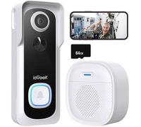 Sonnette sans Fil avec Camera, 2K Sonnette Exterieur Etanche IP66, Sonnette Vidéo ,Audio Bidirectionnel,PIR, 2.4G WiFi 64go