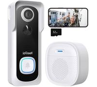 Sonnette sans Fil avec Camera, 2K Sonnette Exterieur Etanche IP66, Sonnette Vidéo, Audio Bidirectionnel,PIR, 2.4G WiFi avec 32go