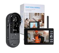Sonnette sans Fil avec Caméra Exterieur étanche avec Écran 4.3" Visiophone Vidéo Interphone sans Fil sans WiFi Abonnement Bidirectionnel Vision Nocturne Appuyez Longuement pour Réveiller la Sonnette