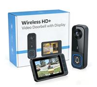 Sonnette sans Fil avec Caméra Extérieure Étanche IP65, Visiophone sans Fil Portée 10-20m, Interphone Vidéo sans Fil 1000mAh, Écran IPS 4.5 Pouces, Vision Nocturne Infrarouge, sans WiFi sans APP