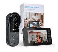 Sonnette sans Fil avec Camera IP65 étanche Exterieur 1080P Bluetooth avec écran IPS de 4.3 Sonnette sans Abonnement Pas WiFi,Pas APP, 170° Vision Nocturne Interphone Portier Video Audio Bidirectionnel