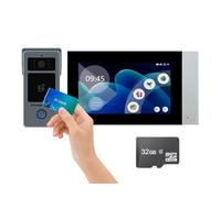 Sonnette sans Fil avec Caméra, Kit d'interphone vidéo intelligent Tuya Wifi 1080P à 2 fils for maison connectée, visiophone avec écran tactile LCD IPS 7 pouces, sonnette, sécurité D41(1to1 7inch TF 32
