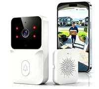 Sonnette Sans Fil avec Caméra, Sonnette Vidéo IP65 Étanche 1080P - Portée 400m, Carillon Électronique Mélodies & Volume Réglables - Kit Complet 1 Récepteur + 1 Émetteur - Intérieur/Extérieur
