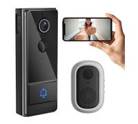 Sonnette sans Fil avec Camera, Sonnette WiFi sans Fil Exterieur IP66Etanche, Détection Humaine PIR,Vision Nocturne Couleur,Audio Bidirectionnel,Supporte Le Stockage Cloud,Supporte Uniquement 2,4 GHz