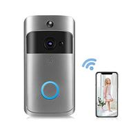 Sonnette sans Fil avec cameraIntelligente, Caméra de Sonnette Vidéo sans Fil WiFi avec Détecteur de Mouvement, Caméra de Sécurité WiFi 2,4 GHz avec Résolution 1280(batterie non inclus)