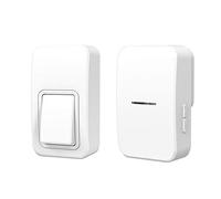 Sonnette sans Fil, Carillon De Porte Étanche sans Fil, Portée 100M, 38 Carillons, Volume À 4 Niveaux Et Indicateur LED, pour Les Appartements De Villas,Blanc