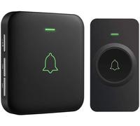 Sonnette Sans Fil Cb-11 Mini Sonnette De Porte 300m Étanche Kit De Carillon Electronique Avec Un Récepteur Enfichable, 52 Mélodies Au 5 Niveaux Volumes Pour Maison, Bureau, Hôtel, Etc (Noir)