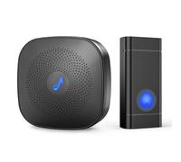 Sonnette sans fil d'extérieur étanche IP65, 400 m, kit de sonnette sans fil comprenant 1 récepteur enfichable et 1 émetteur, 5 niveaux de volume, 58 mélodies, adaptée à de nombreuses applications.