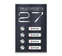 Sonnette sans fil en saillie Metzler pour immeubles anthracite - plaques nominatives interchangeables - gravure incluse (nom de rue) - revêtement poudre structure fine mate - 4 boutons | Tara M4