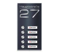 Sonnette sans fil en saillie Metzler pour immeubles anthracite - plaques nominatives interchangeables - gravure incluse (nom de rue) - revêtement poudre structure fine mate - 5 boutons | Tara M5
