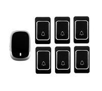 Sonnette sans Fil étanche IP44, kit Carillon Longue di pour la Maison, 6 Boutons poussoirs + 1 récepteur, 36 sonneries, 4 UX de Volume, doré