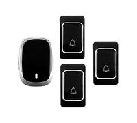 Sonnette sans Fil Étanche IP44, Kit De Carillon De Porte Ultra Longue Distance, 3 Bouton-Poussoir +1 Récepteurs, 36 Sonneries, 4 Niveaux De Volume,Noir