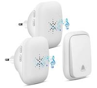 Sonnette sans fil étanche IP68 150 m - 2 récepteurs, 36 sonneries, sans pile, blanc