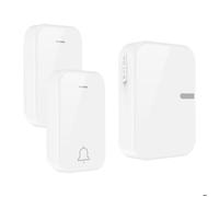 Sonnette sans fil étanche longue portée à énergie cinétique, carillon enfichable 38 mélodies,Émetteur *2 Récepteur *1