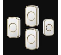 Sonnette sans Fil étanche, télécommande sans Fil, Fonctionne sur Batterie, portée de 1000 Pieds, kit avec 1 Bouton Poussoir, 3 récepteurs enfichables avec 60 sonneries, Flash LED,