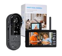 Sonnette Sans Fil Exterieur Etanche 1080P avec Camera Écran IPS 4.3 Pouces Bluetooth Sans WiFi Vision Nocturne Interphone Video Sans Fil Portier Video 120° Audio Bidirectionnel IP65 Sonnette Sans Fil