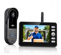 Sonnette Sans Fil Extérieur Étanche 4.3" Visiophone Sans Fil Avec Caméra Audio Bidirectionnel IP65, Interphone Vidéo Sans Fil, Sonette Caméra Surveillance Wifi Exterieure Discrete Vision Nocturne
