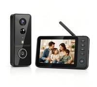 Sonnette sans Fil Exterieur Etanche avec Caméra, Sonnette sans Fil avec Camera et Moniteur 4,3", Visiophone sans Fil sans WiFi ni App, Interphone Video sans Fil 2.4GHz, PIR, Vision Nocturne, IP65