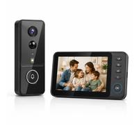 Sonnette sans Fil Exterieur Etanche avec Caméra, Sonnette sans Fil avec Camera et Moniteur 4,3", Visiophone sans Fil sans WiFi ni App, Interphone Video sans Fil 2.4GHz, PIR, Vision Nocturne, IP65
