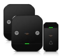 Sonnette Sans Fil Exterieur Etanche, Doorbell avec Récepteur Émetteur, 60 Mélodies, 4 Niveaux Volume, LED, 300M Longue Portée Sonette pour Maison, Appartement, Bureau (1x émetteur 2 x récepteur)