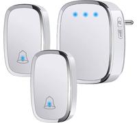 Sonnette sans Fil Extérieur Étanche IP44, Sonnette de Porte 300 Mètres, Kit de Carillon avec LED Flash, 2 Émetteurs et 1 Récepteur