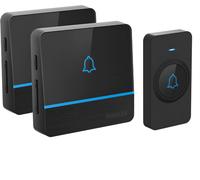 Sonnette Sans Fil Exterieur Etanche Ip55, Carillon 300m Avec 2 Récepteur Sonnette Electronique, 56 Mélodies 5 Niveaux Volumes, Son De Qualité Cd Et Led Bleu Pour Maison, Bureau, Hôtel, Etc