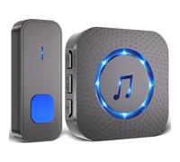 Sonnette sans Fil Extérieur Étanche IP55, Carillon Longue Portée 400m avec 1 Récepteur + 1 Émetteur à Pile, 55 Mélodies et Réglage Volume 5 Niveaux - Idéal pour Maison, Salon, Bureau | Noir