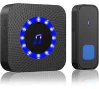 Sonnette sans Fil Exterieur Etanche IP55, Carillon sans Fil Portée 400m, Sonnette sans Fil avec Flash LED, Doorbell avec 55 Mélodies et 5 Niveaux, Sonnette pour Maison, Hôtel