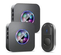 Sonnette sans Fil Exterieur Etanche, IP55 Etanche Carillon 300 Mètres, 55 Mélodies et 5 Niveaux Volume, Kit d'un Récepteur et d'un Emetteur pour Maison, au Salon, au Bureau