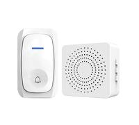 Sonnette sans Fil Exterieur Etanche, IP65 Etanche Carillon 150 Mètres, 38 Mélodies et 3 Niveaux Volume, Kit d'un Récepteur et d'un Emetteur, Installation enfichable, s'intègre à Tout intérieur